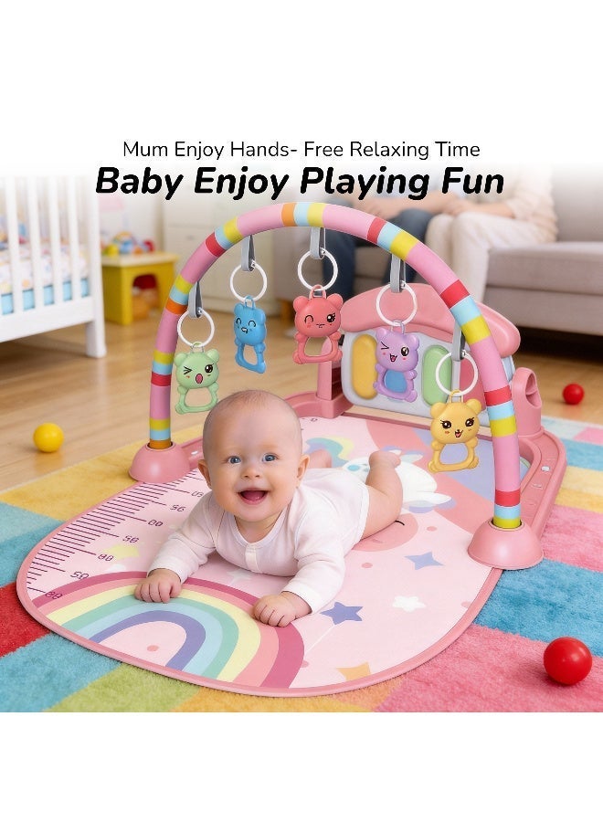 Baby play mat baby gym frame, play piano baby activity gym mat, lie down and play 3 in 1 fitness music and light fun piano - Image 5